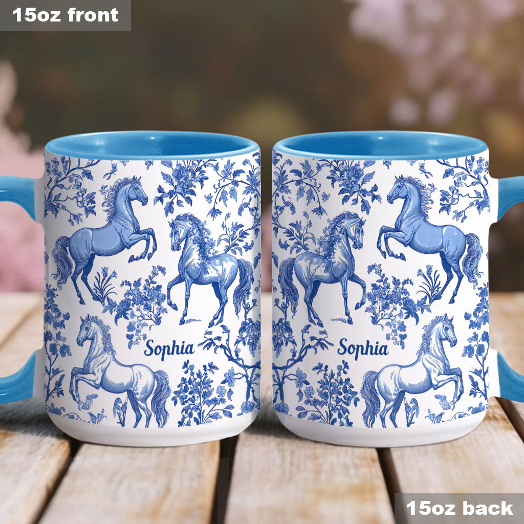 Horse Toile de Jouy - Personalized Horse Accent Mug
