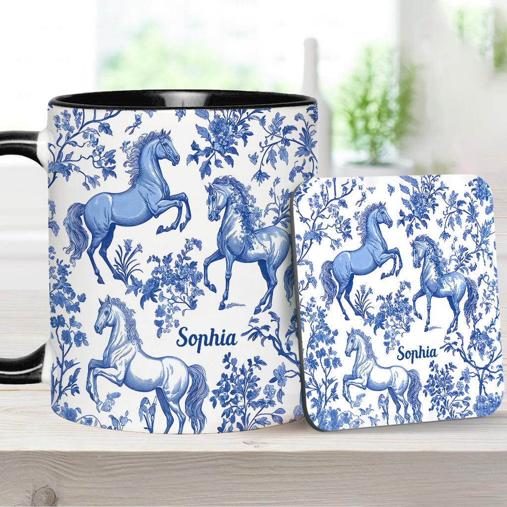 Horse Toile de Jouy - Personalized Horse Accent Mug