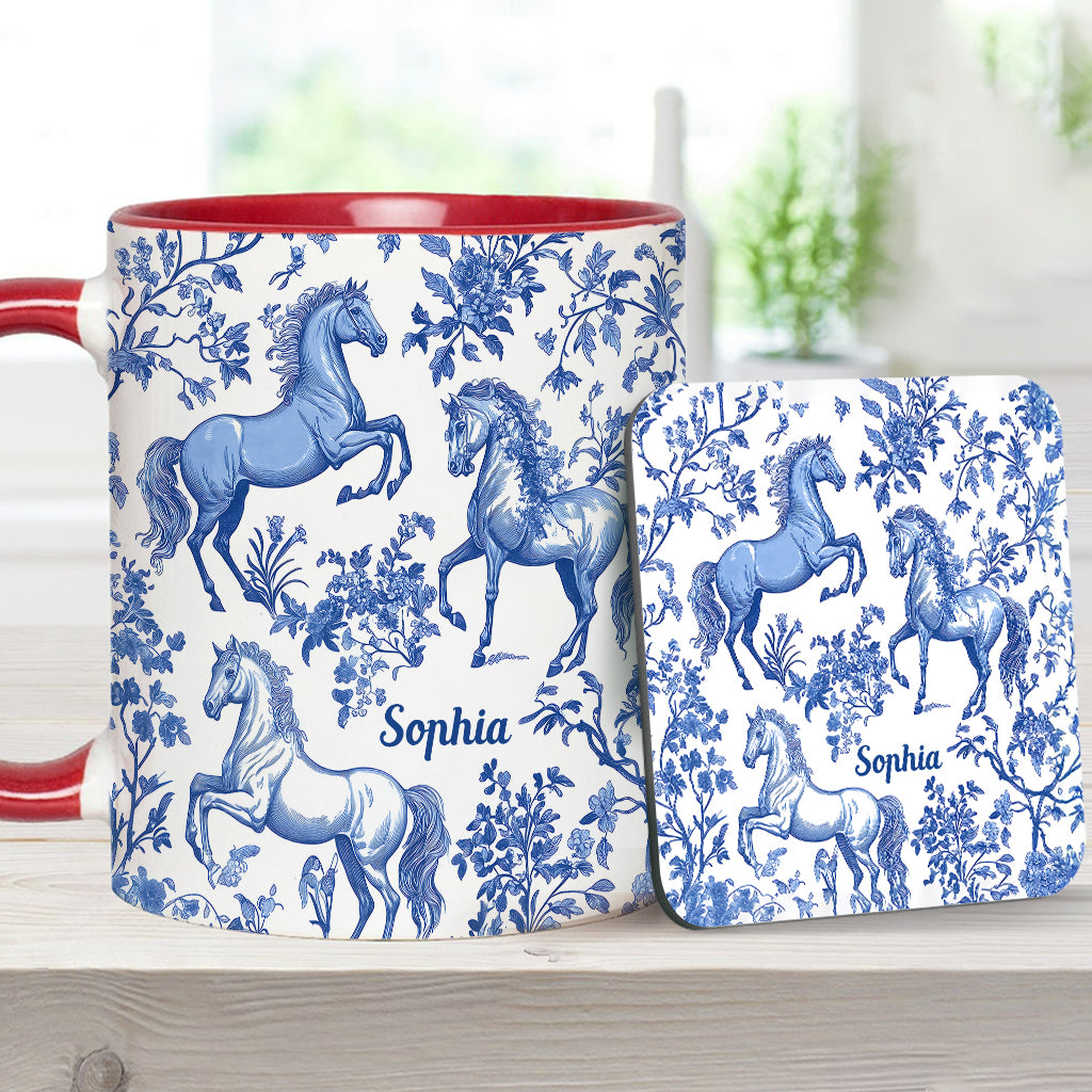 Horse Toile de Jouy - Personalized Horse Accent Mug