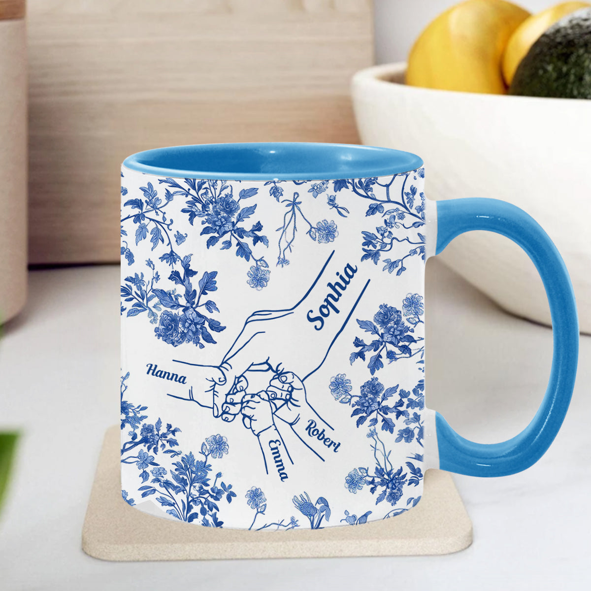 Mug personnalisé « Main de maman Toile de Jouy »