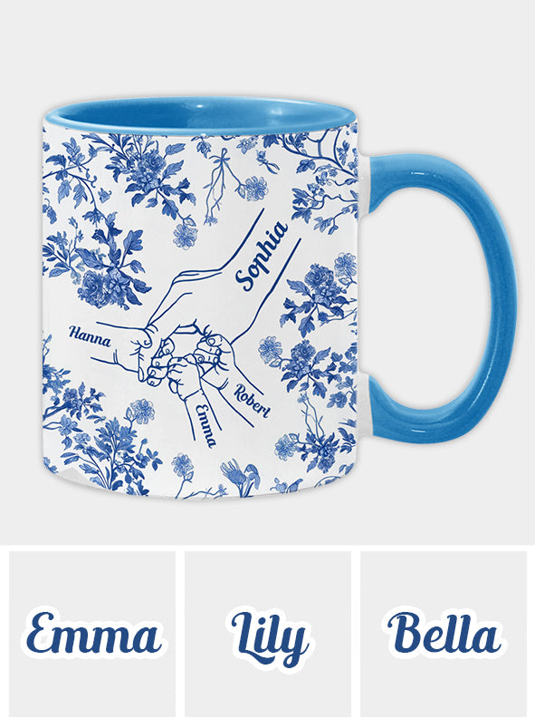 Mug personnalisé « Main de maman Toile de Jouy »
