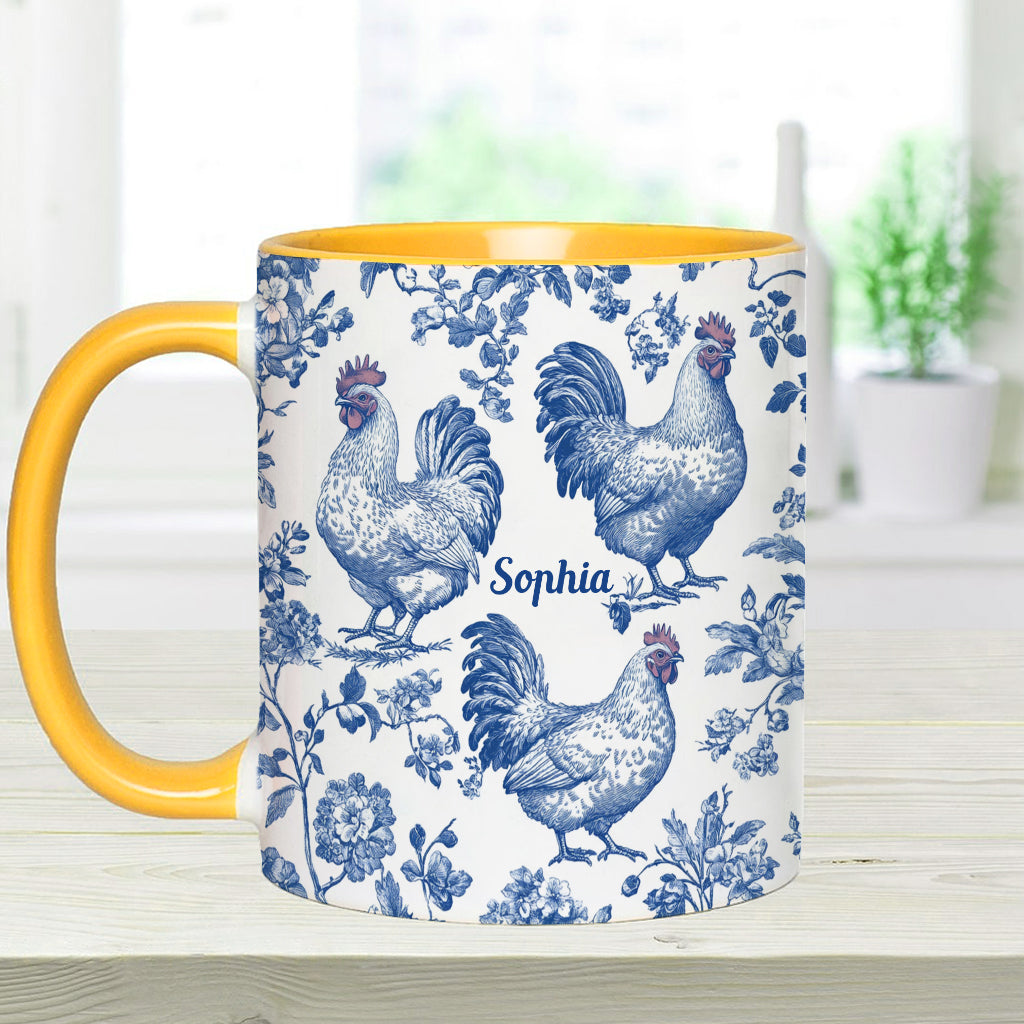 Mug personnalisé à motif poulet Toile de Jouy