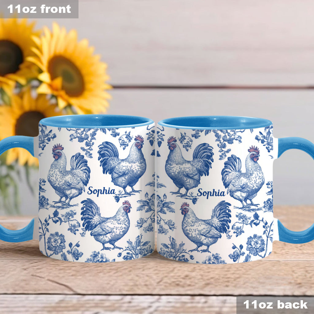Mug personnalisé à motif poulet Toile de Jouy