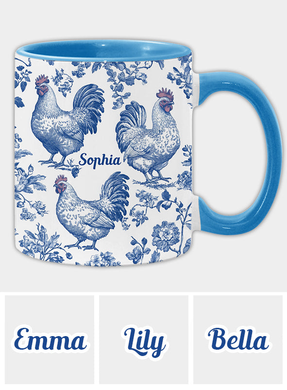 Mug personnalisé à motif poulet Toile de Jouy