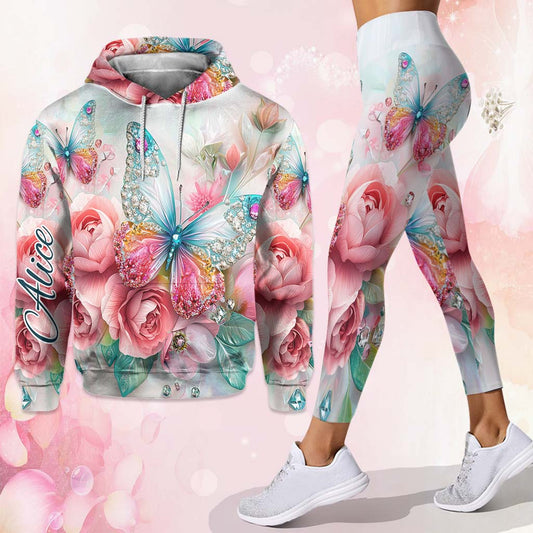 J'adore les papillons - Sweat à capuche et legging personnalisés papillons