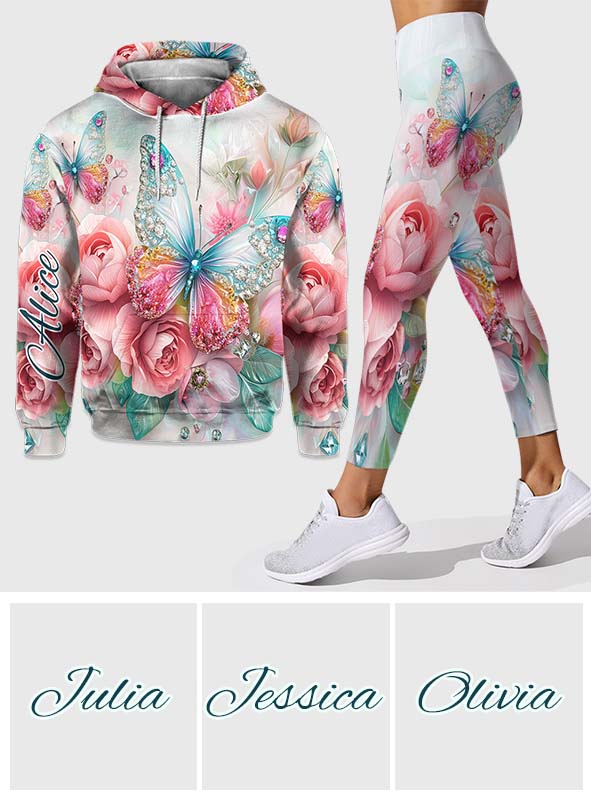 J'adore les papillons - Sweat à capuche et legging personnalisés papillons