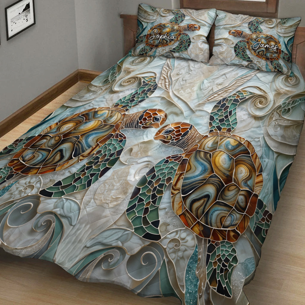 Love Turtles - Personalized Turtle Quilt Set