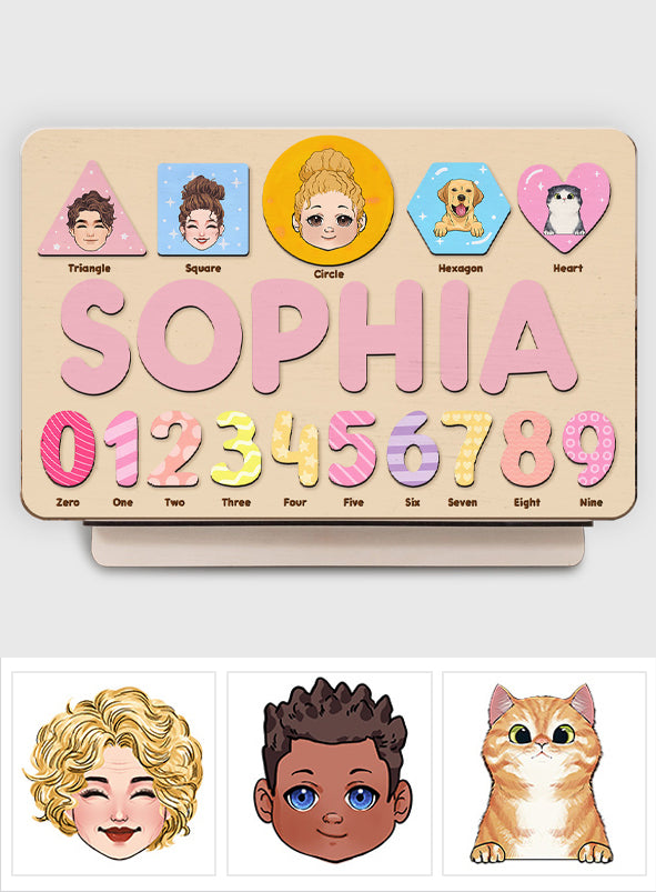 Puzzle algébrique en bois avec nom personnalisé pour enfant