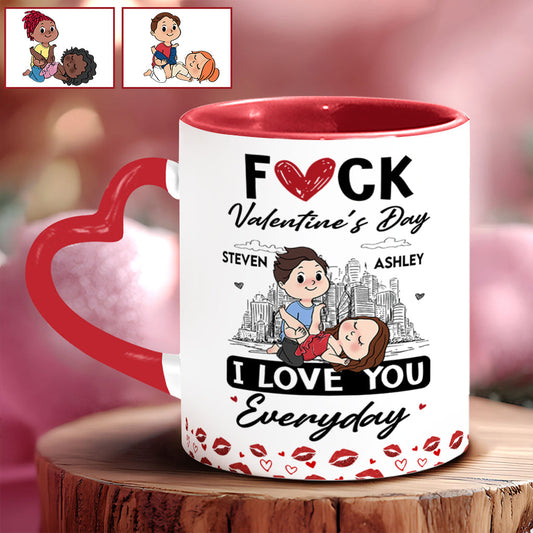 Je t'aime - Mug personnalisé pour couple avec anse en forme de cœur