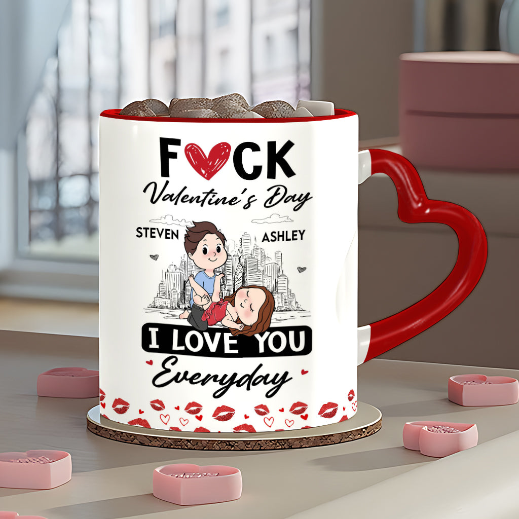I Love You - Personalized Couple Heart Handle Mug