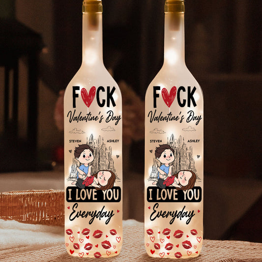 Je t'aime - Lampe bouteille de vin personnalisée pour couple « Je t'aime »