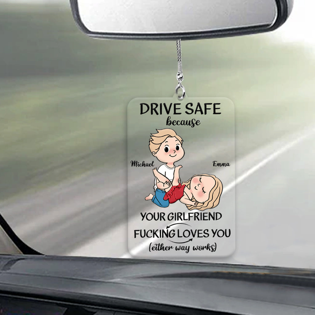 Je t'aime - Ornement de voiture transparent personnalisé pour couple « Je t'aime »