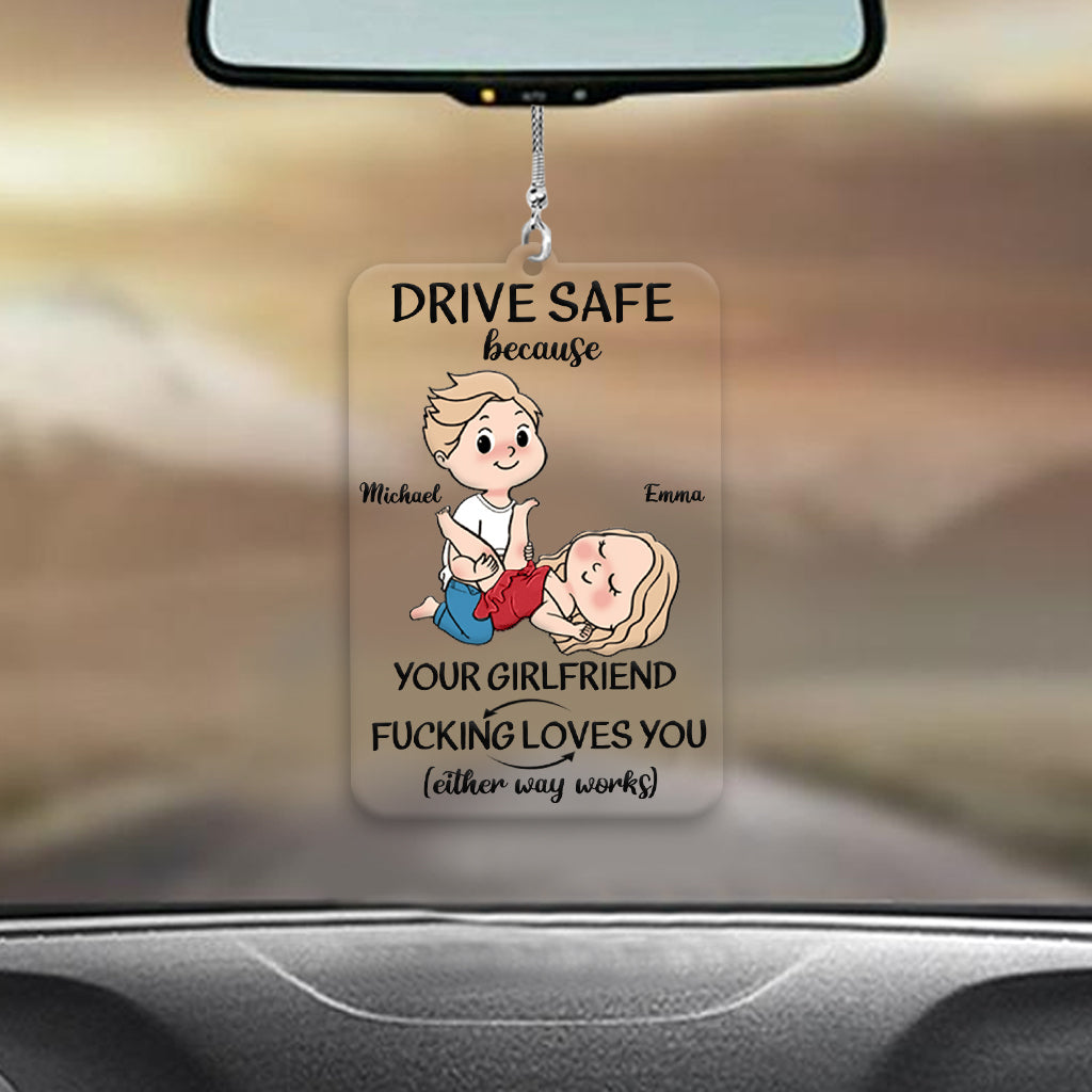 Je t'aime - Ornement de voiture transparent personnalisé pour couple « Je t'aime »