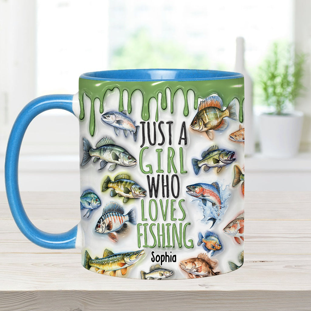 Mug personnalisé « Juste une fille qui adore la pêche »
