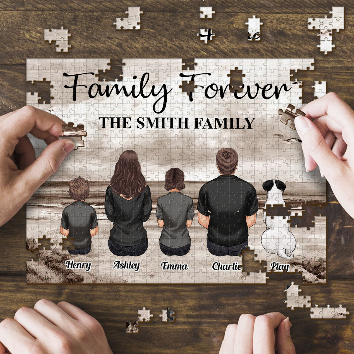 Famille pour toujours Familia Por Siempre - Puzzle familial personnalisé