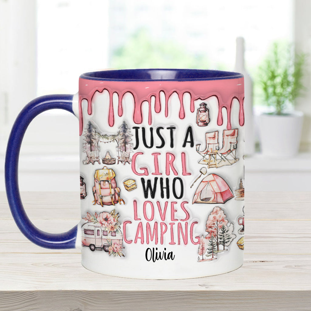Mug personnalisé « Juste une fille qui adore le camping »