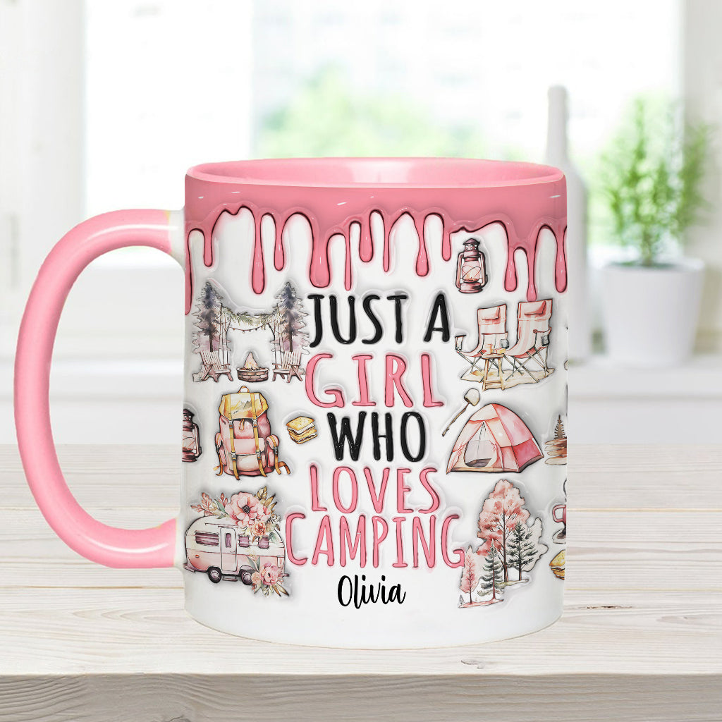 Mug personnalisé « Juste une fille qui adore le camping »
