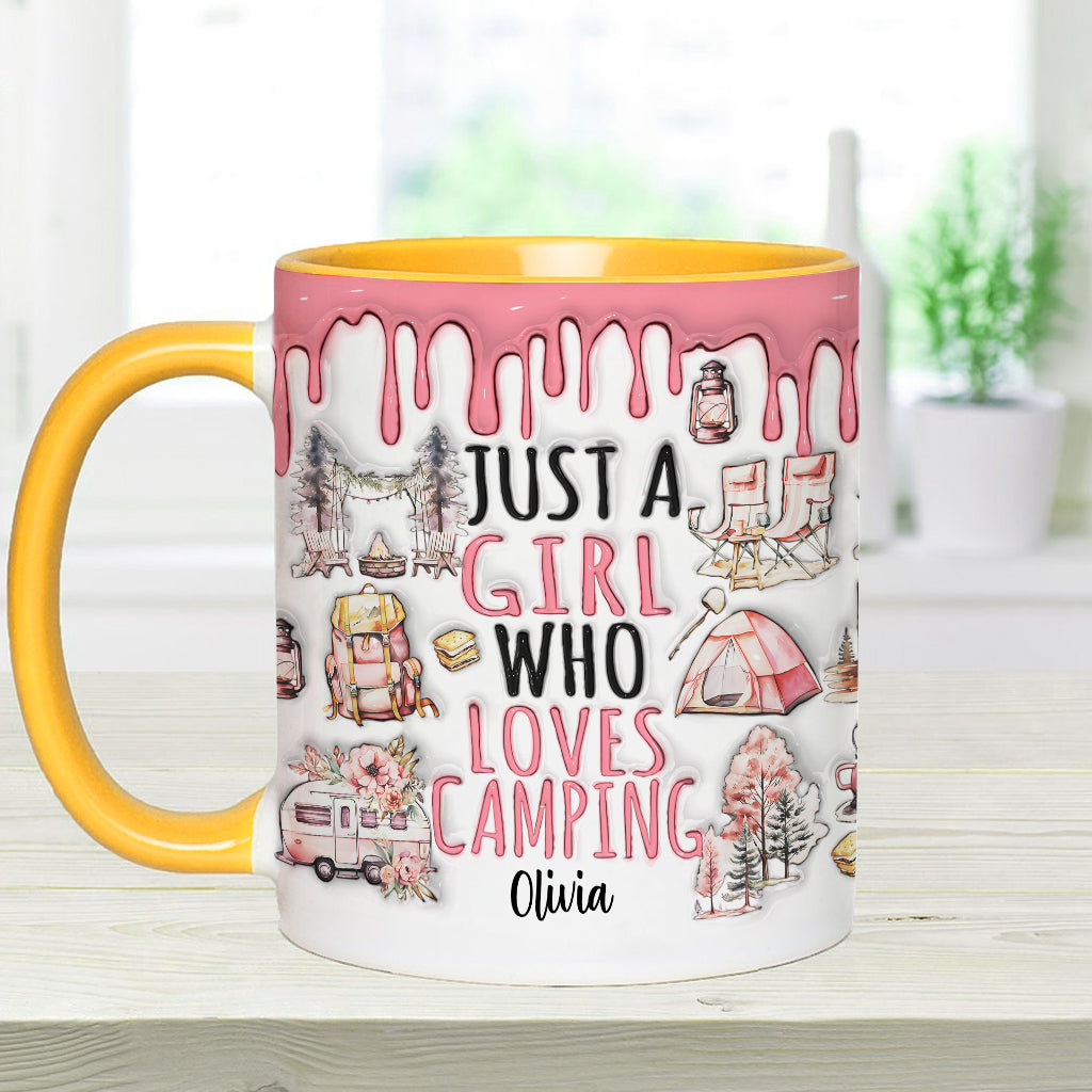 Mug personnalisé « Juste une fille qui adore le camping »