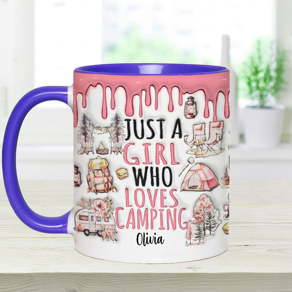 Mug personnalisé « Juste une fille qui adore le camping »