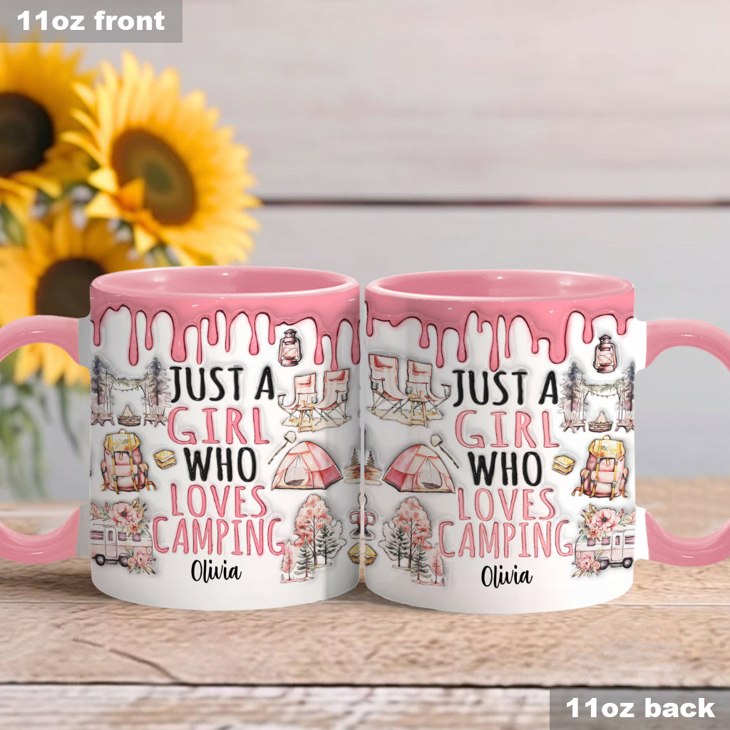 Mug personnalisé « Juste une fille qui adore le camping »