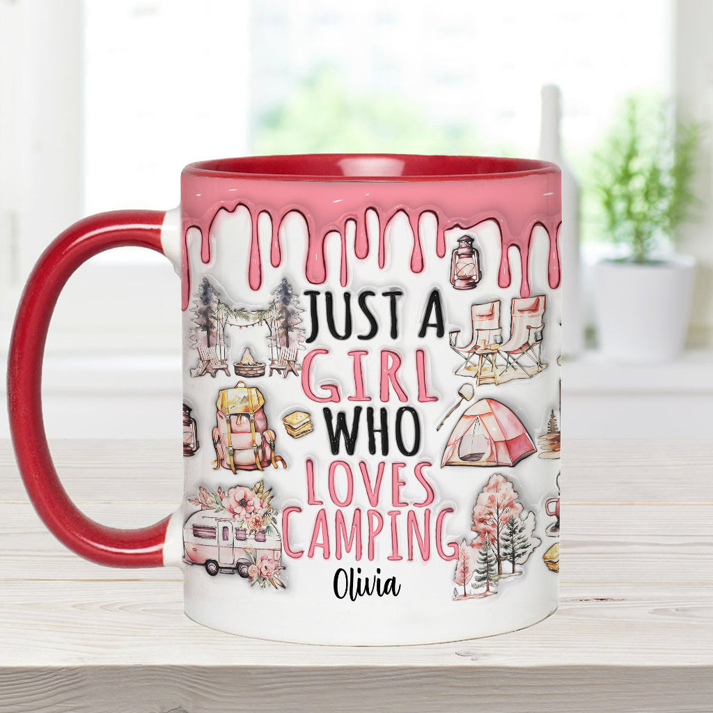 Mug personnalisé « Juste une fille qui adore le camping »