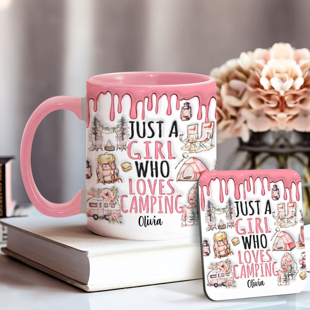 Mug personnalisé « Juste une fille qui adore le camping »