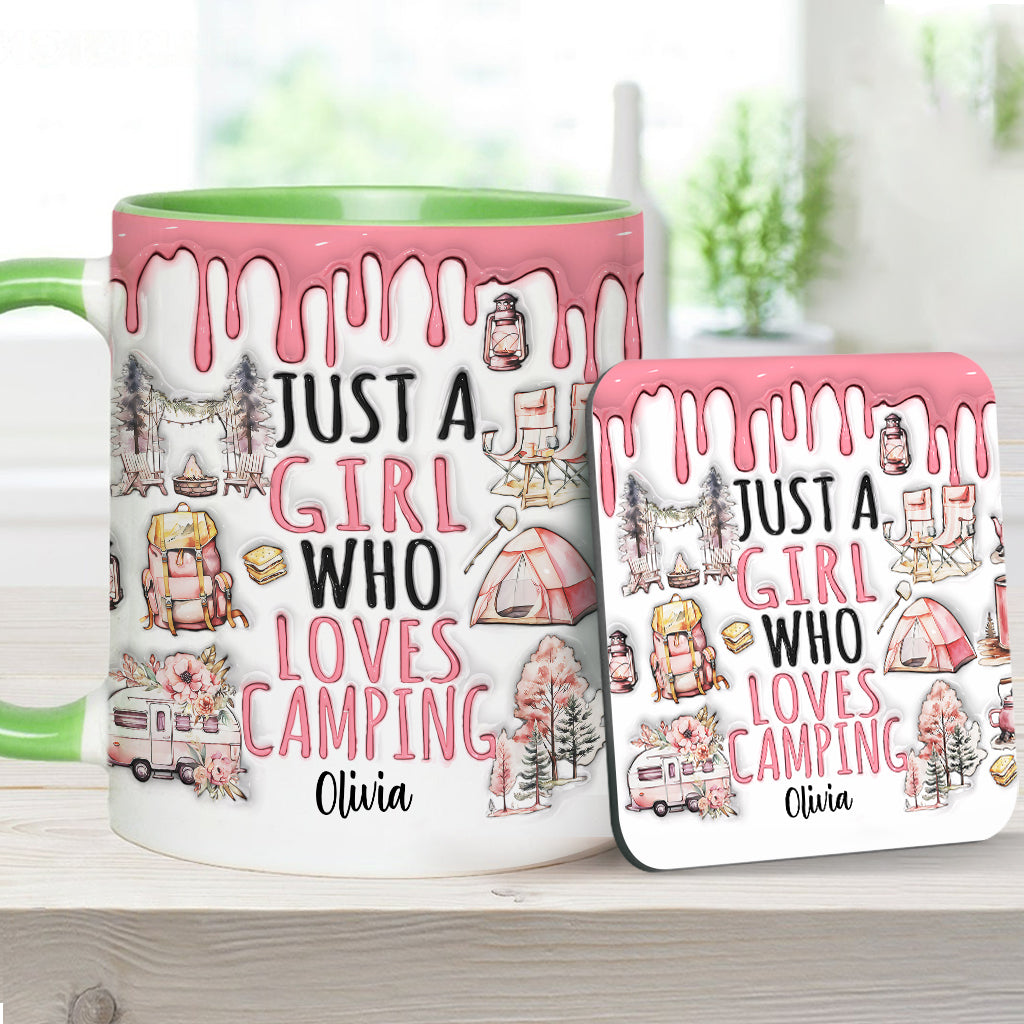 Mug personnalisé « Juste une fille qui adore le camping »