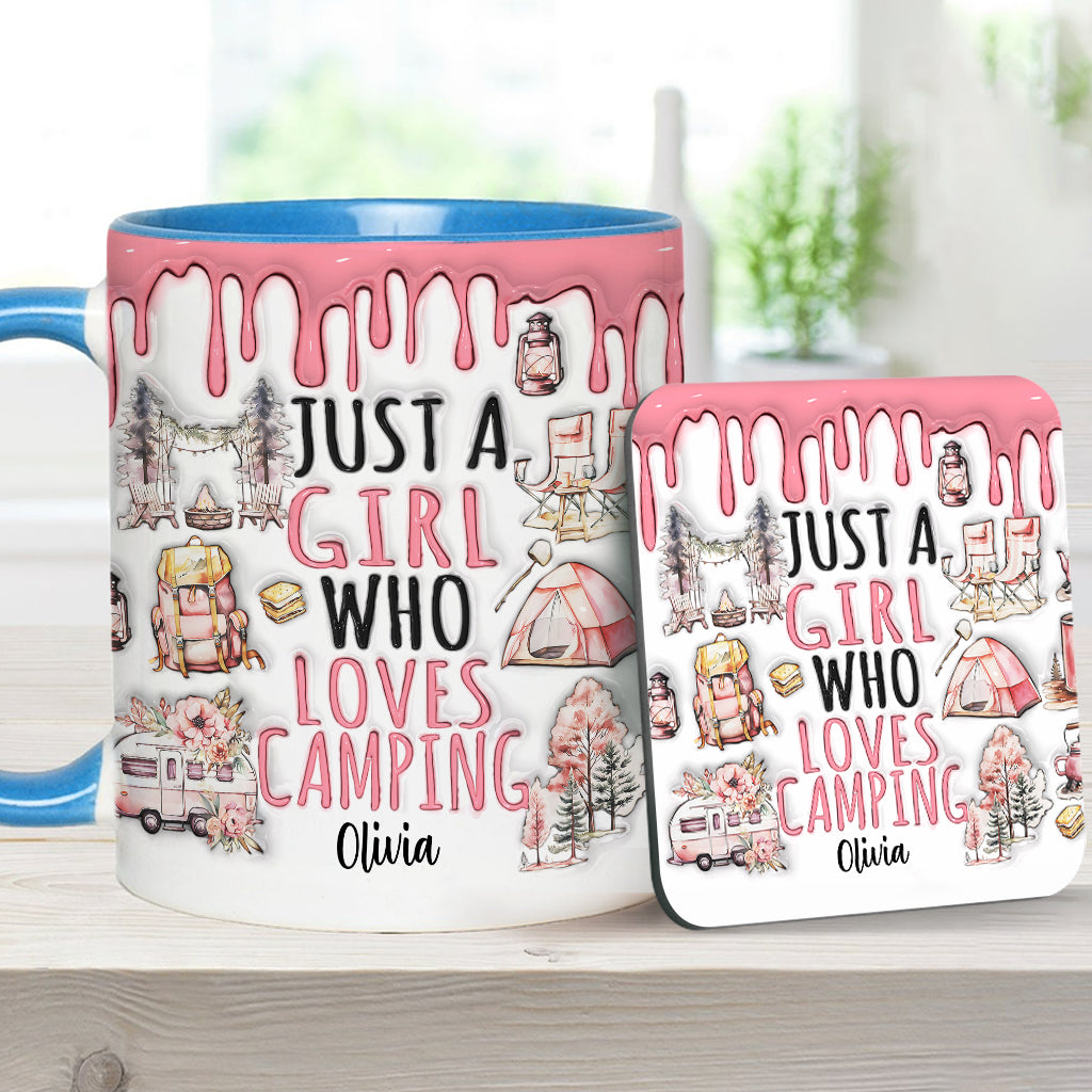 Mug personnalisé « Juste une fille qui adore le camping »
