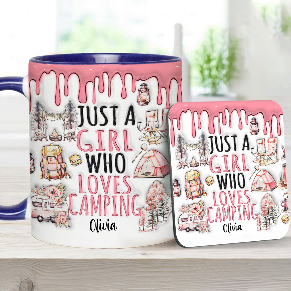 Mug personnalisé « Juste une fille qui adore le camping »
