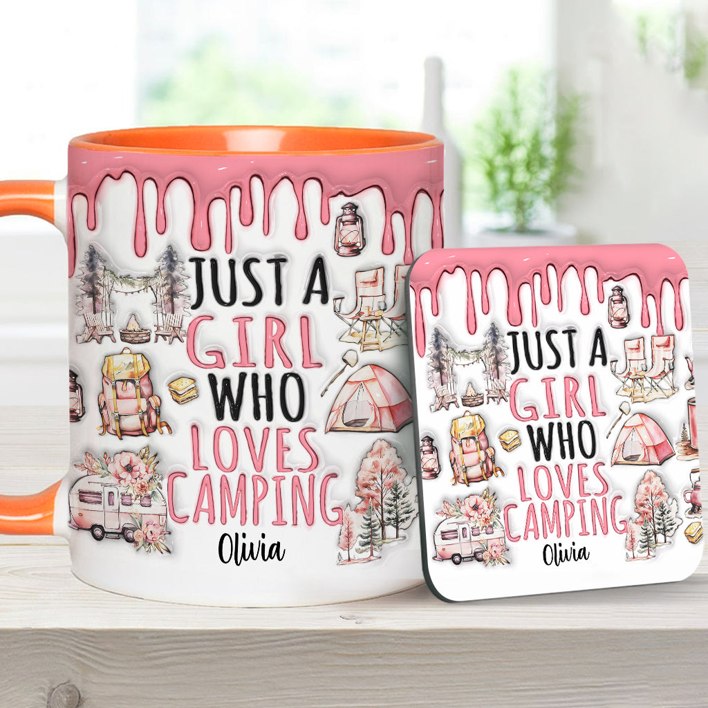 Mug personnalisé « Juste une fille qui adore le camping »