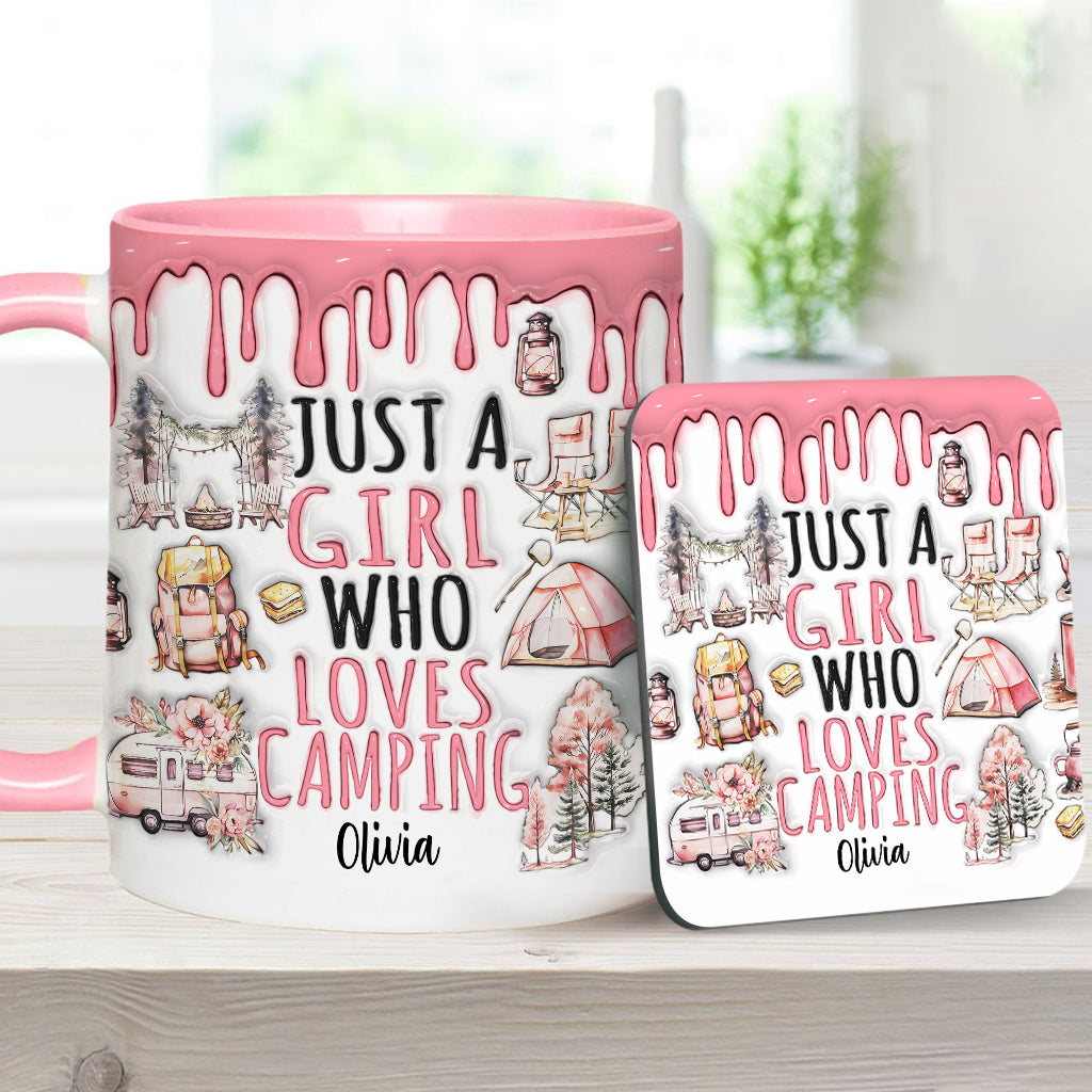 Mug personnalisé « Juste une fille qui adore le camping »