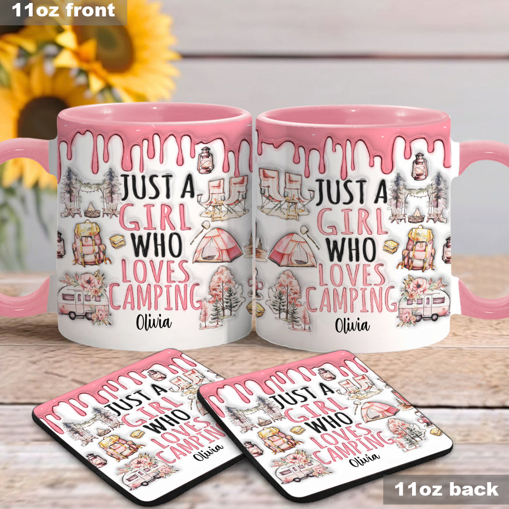 Mug personnalisé « Juste une fille qui adore le camping »