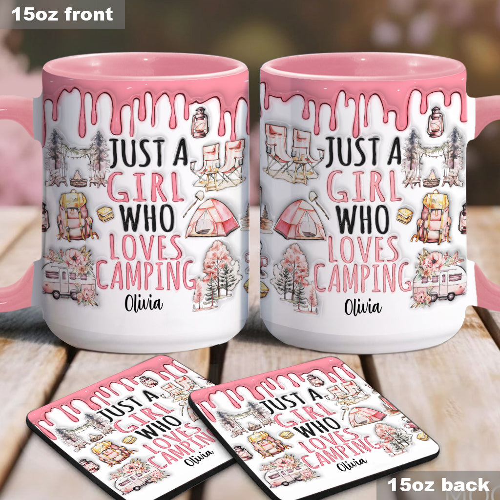 Mug personnalisé « Juste une fille qui adore le camping »