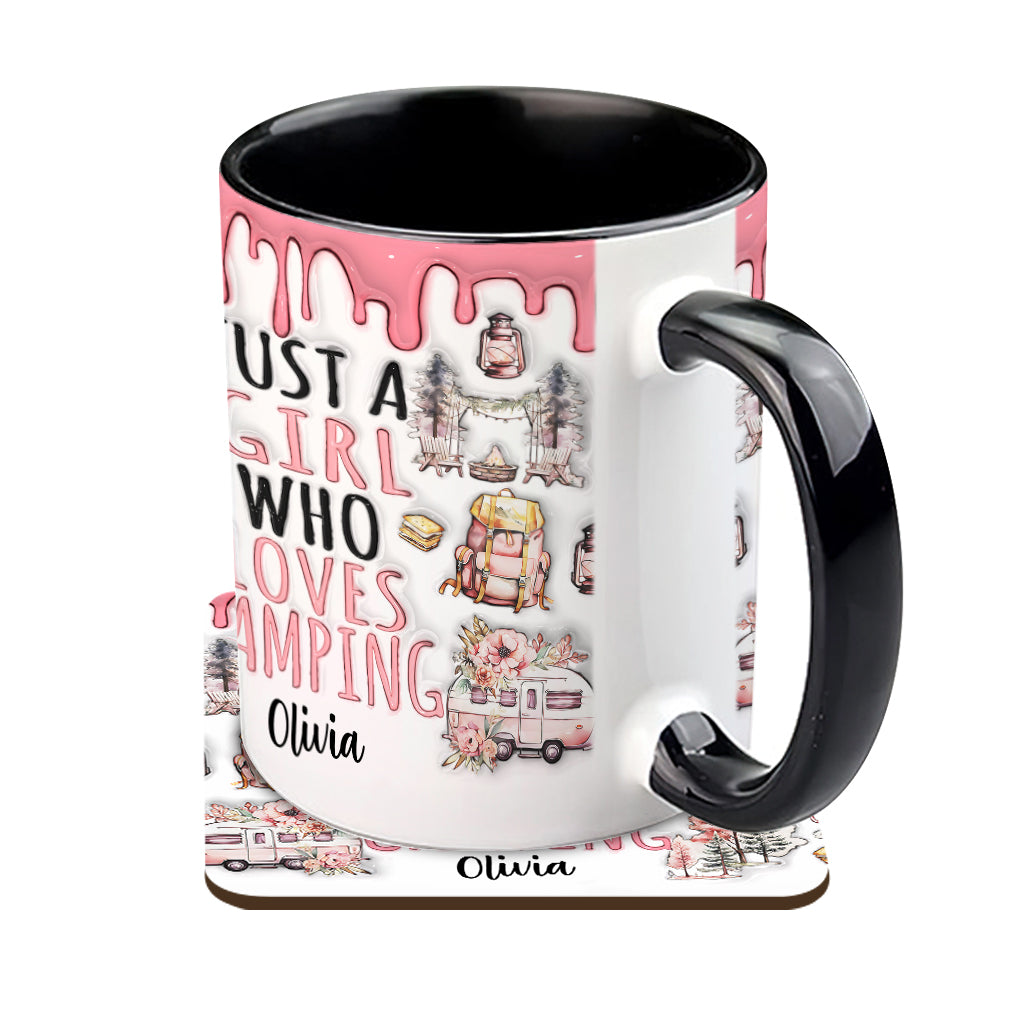 Mug personnalisé « Juste une fille qui adore le camping »