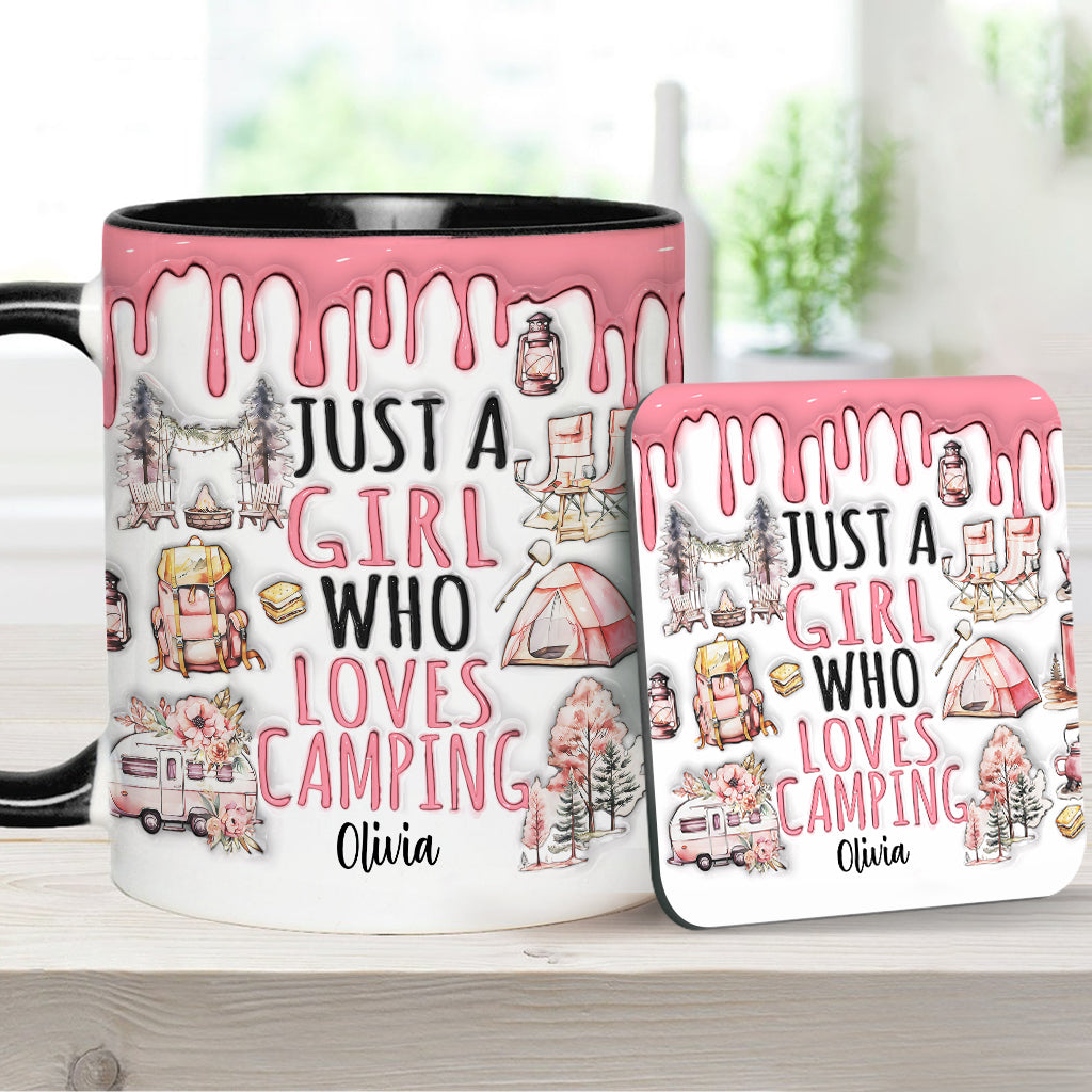 Mug personnalisé « Juste une fille qui adore le camping »