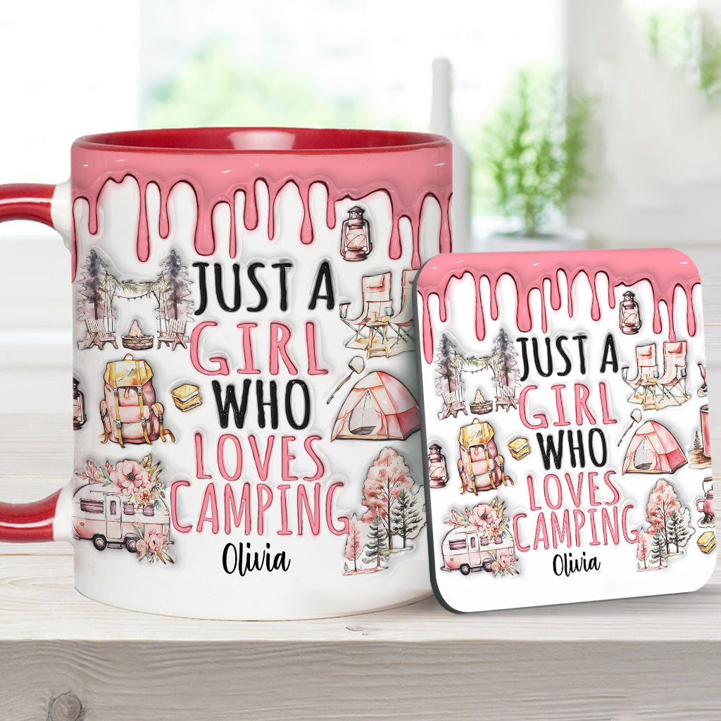 Mug personnalisé « Juste une fille qui adore le camping »