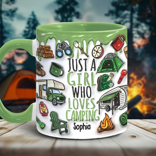 Mug personnalisé « Juste une fille qui adore le camping »