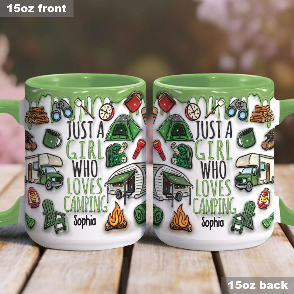 Just A Girl Who Loves Camping - Personalized Camping Accent Mug