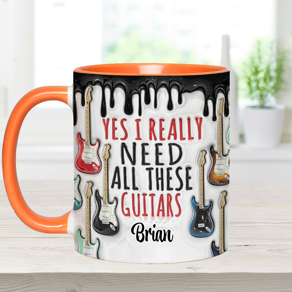 Yes I Really Do Need All These Guitars - Personalized Guitar Accent Mug