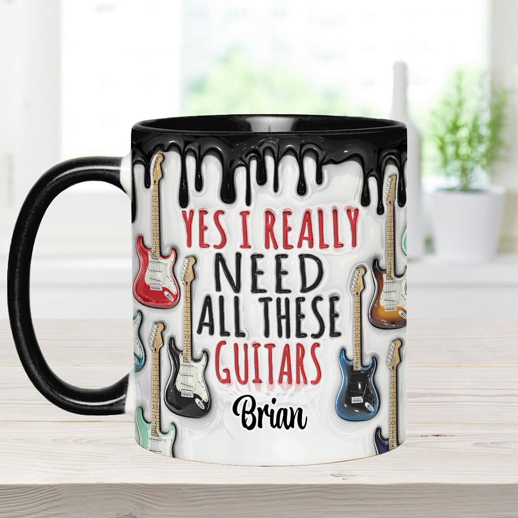 Yes I Really Do Need All These Guitars - Personalized Guitar Accent Mug