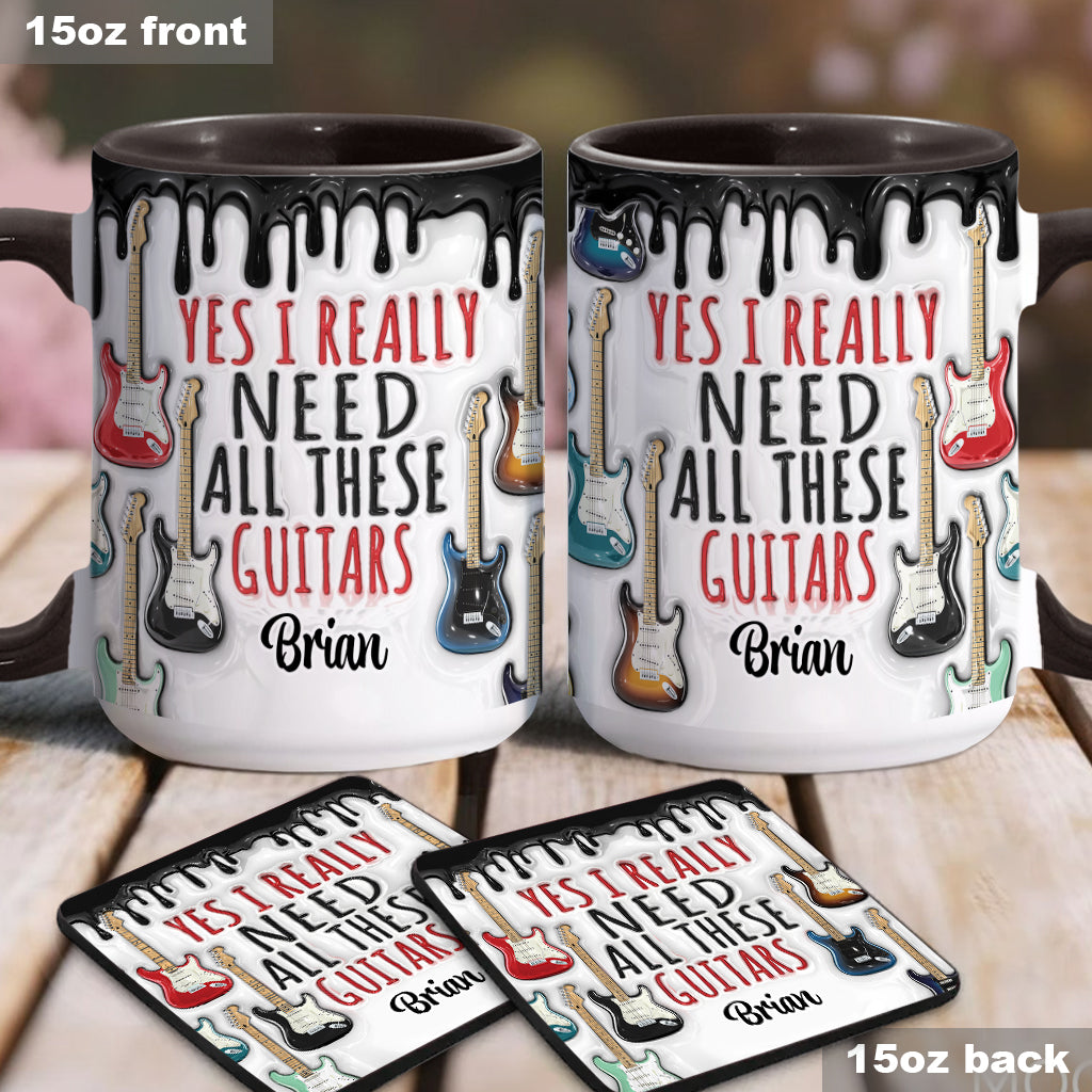 Yes I Really Do Need All These Guitars - Personalized Guitar Accent Mug