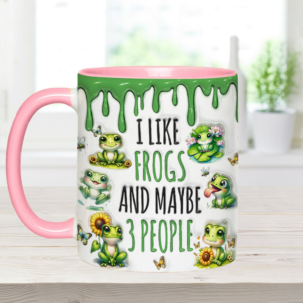 I Like Frogs & Maybe 3 People - Personalized Frog Accent Mug