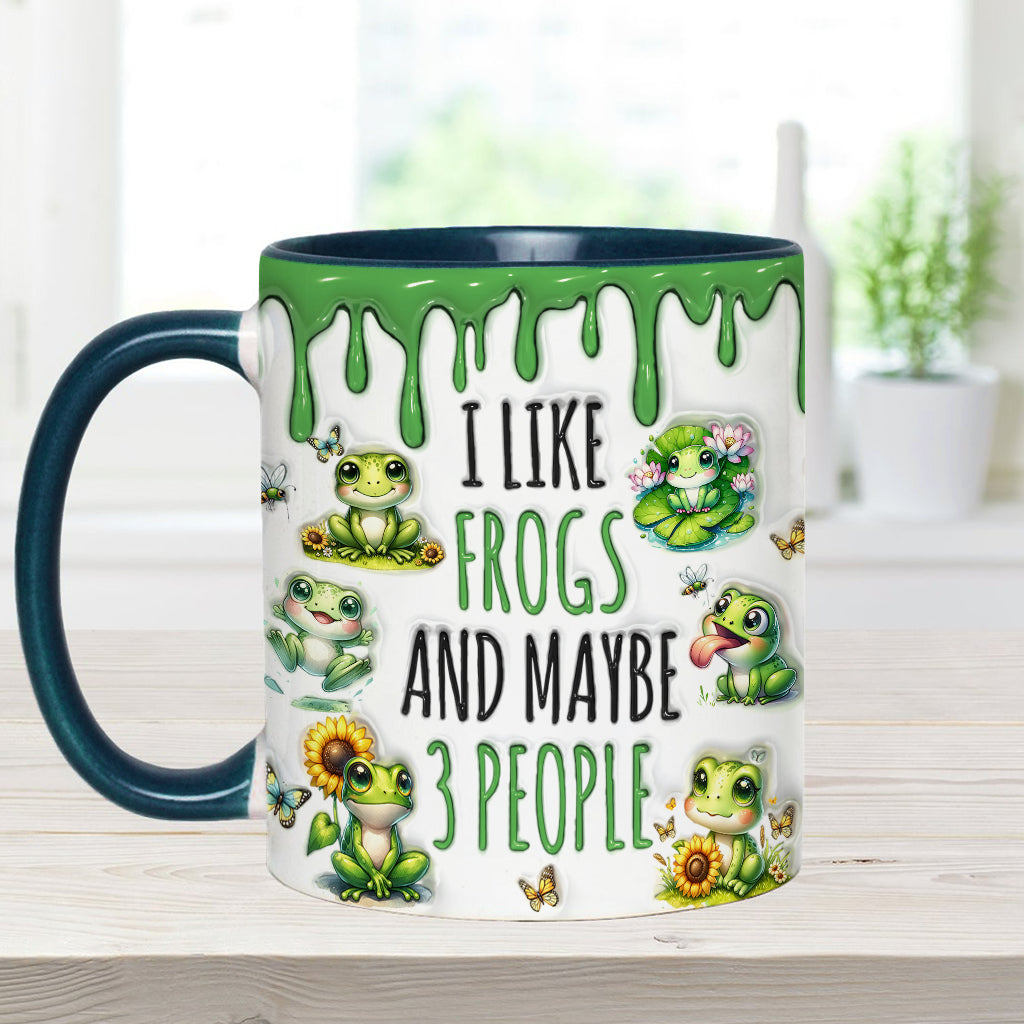 I Like Frogs & Maybe 3 People - Personalized Frog Accent Mug
