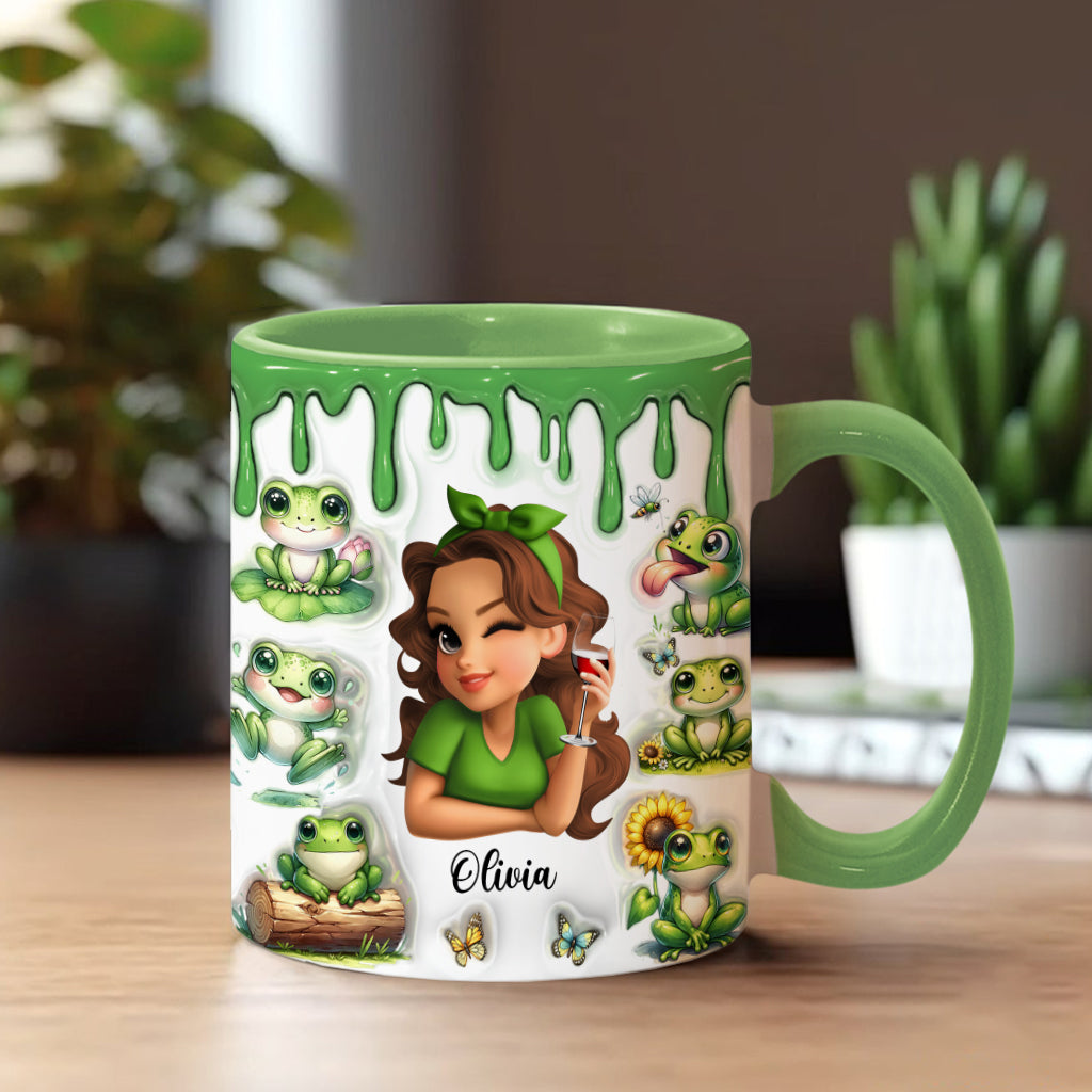 I Like Frogs & Maybe 3 People - Personalized Frog Accent Mug