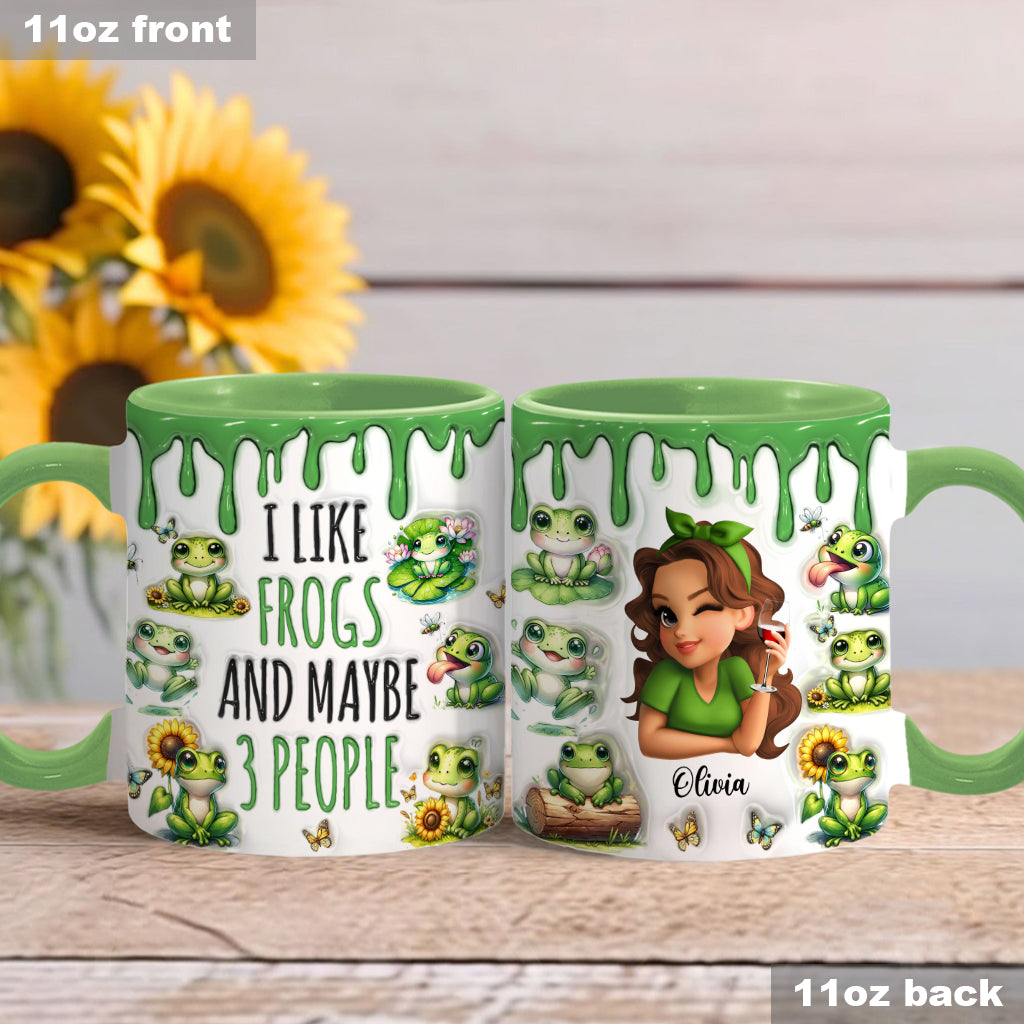 I Like Frogs & Maybe 3 People - Personalized Frog Accent Mug