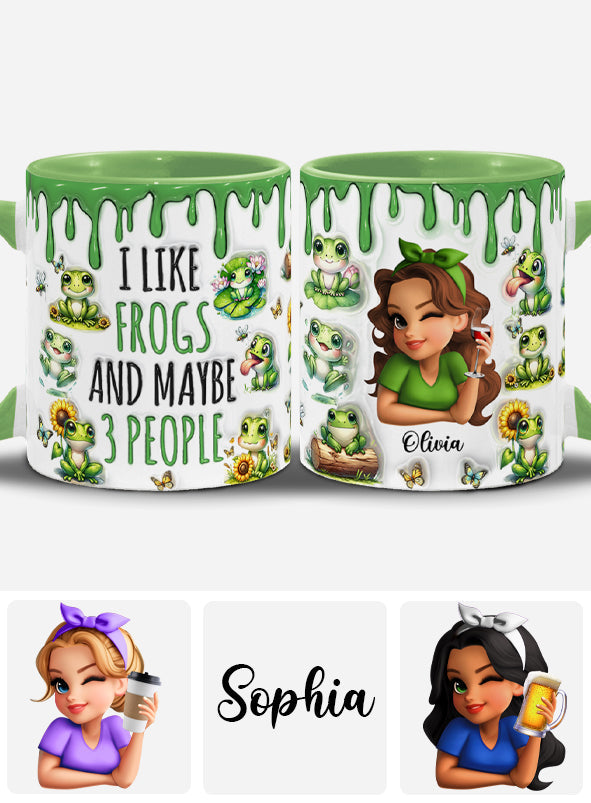 I Like Frogs & Maybe 3 People - Personalized Frog Accent Mug