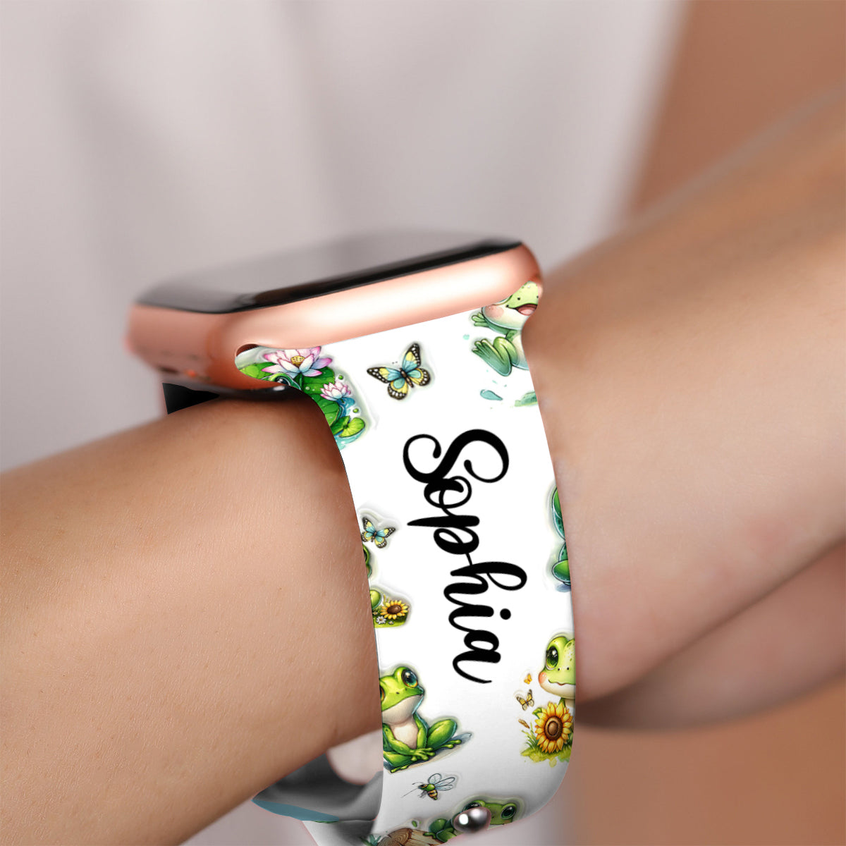 Bracelet Apple Watch personnalisé « Juste une fille qui aime les grenouilles »
