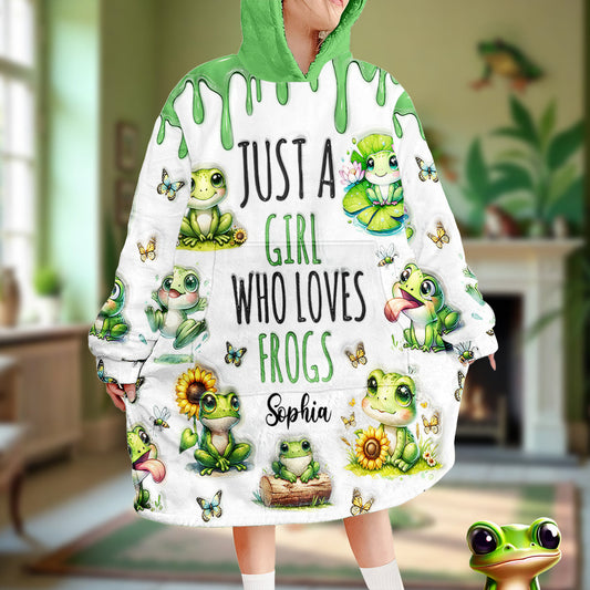 Juste une fille qui aime les grenouilles - Couverture-sweat à capuche personnalisée avec motif grenouille