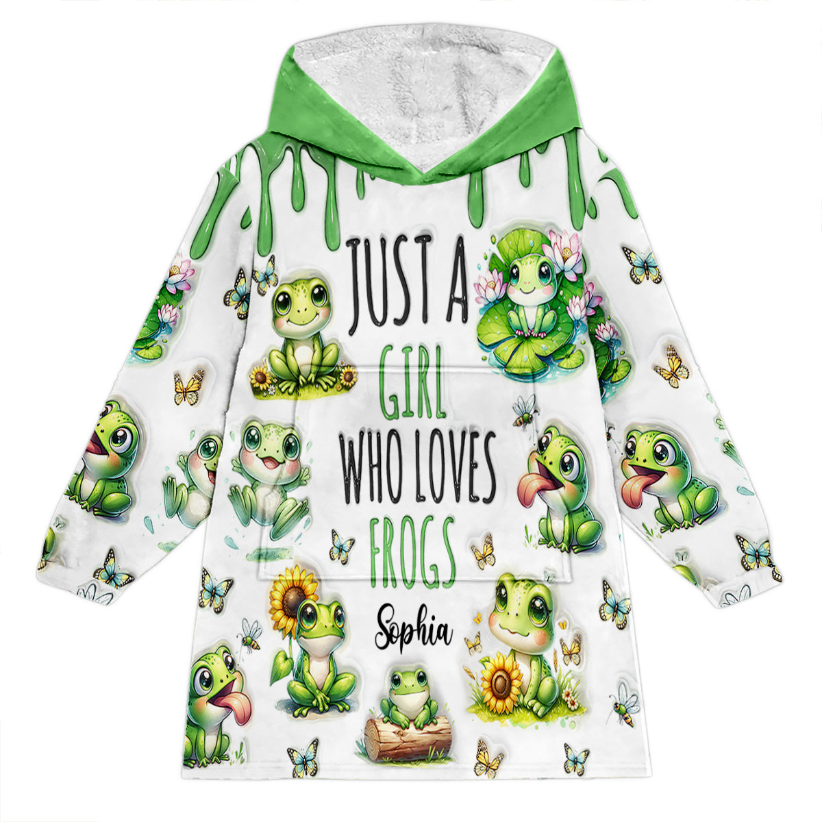 Juste une fille qui aime les grenouilles - Couverture-sweat à capuche personnalisée avec motif grenouille