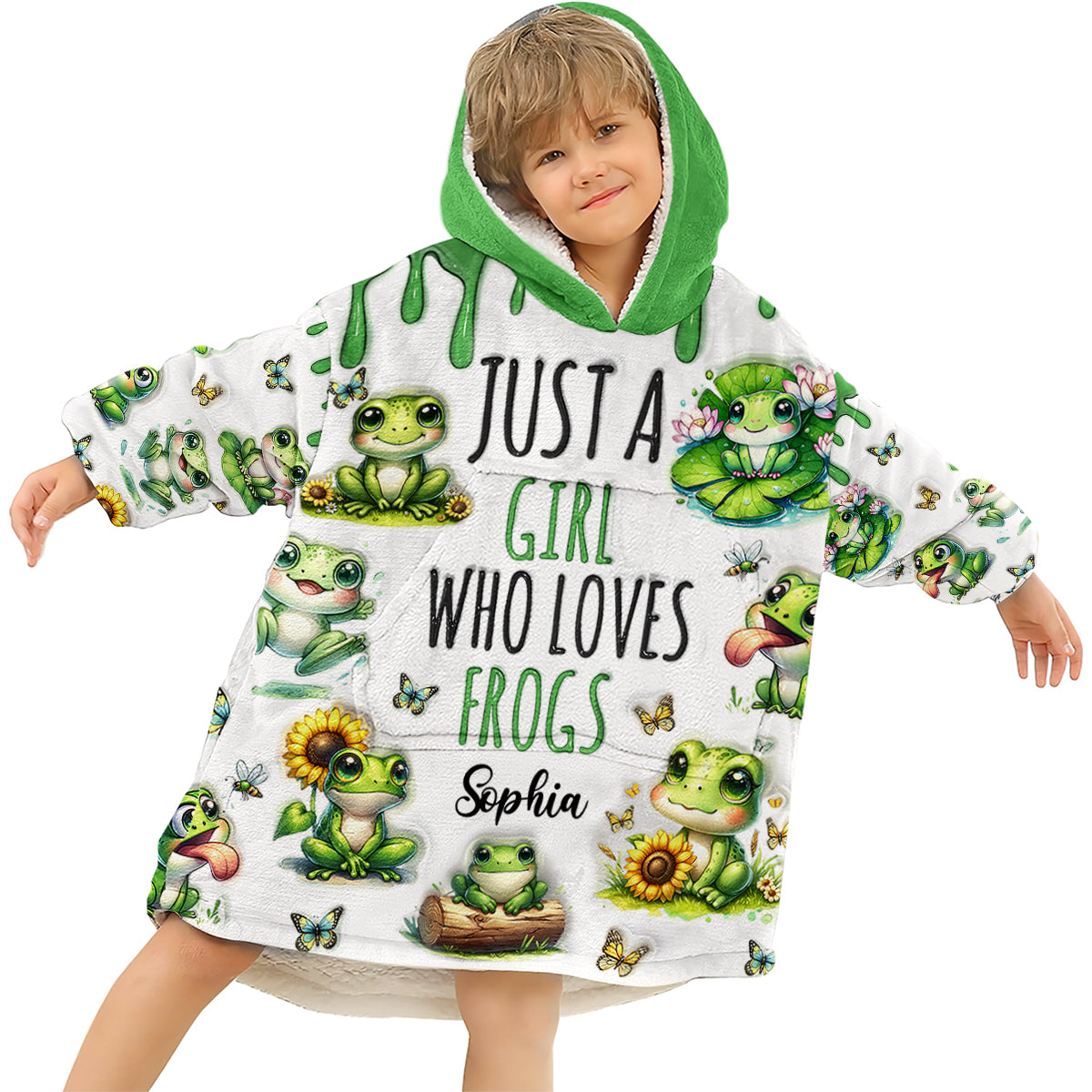 Juste une fille qui aime les grenouilles - Couverture-sweat à capuche personnalisée avec motif grenouille